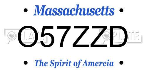 O57ZZD Massachusetts License Plate
