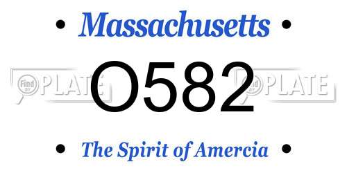 O582 Massachusetts License Plate