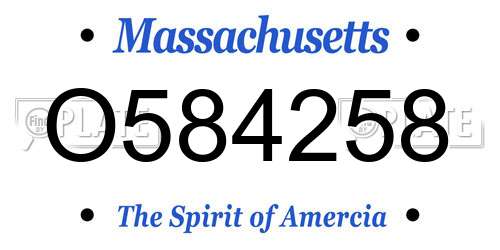 O584258 Massachusetts License Plate