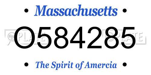 O584285 Massachusetts License Plate