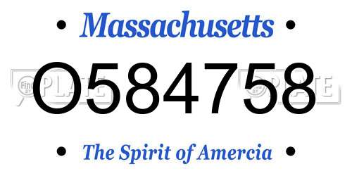 O584758 Massachusetts License Plate