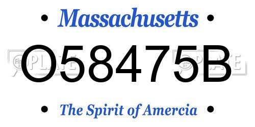 O58475B Massachusetts License Plate