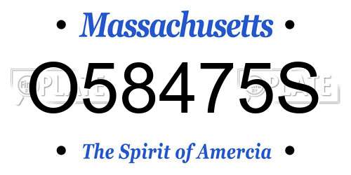 O58475S Massachusetts License Plate