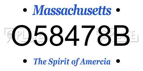 O58478B Massachusetts License Plate