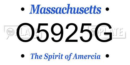 O5925G Massachusetts License Plate