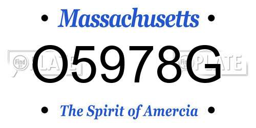 O5978G Massachusetts License Plate
