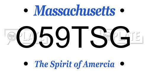 O59TSG Massachusetts License Plate