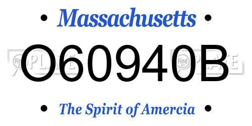 O60940B Massachusetts License Plate