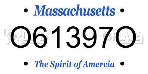 O61397O Massachusetts License Plate