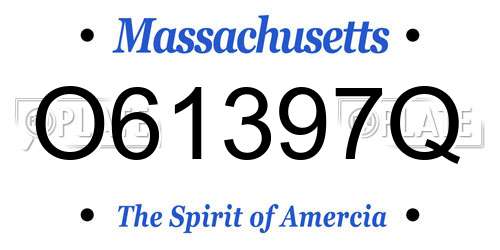 O61397Q Massachusetts License Plate