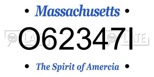 O62347I Massachusetts License Plate