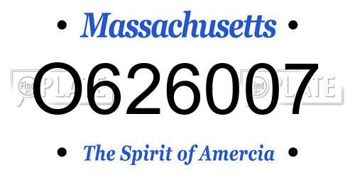 O626007 Massachusetts License Plate