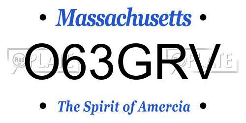 O63GRV Massachusetts License Plate