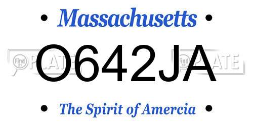 O642JA Massachusetts License Plate