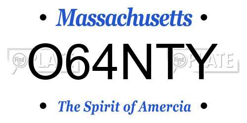 O64NTY Massachusetts License Plate