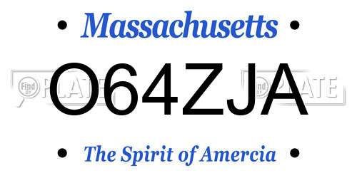 O64ZJA Massachusetts License Plate