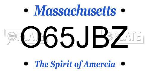 O65JBZ Massachusetts License Plate