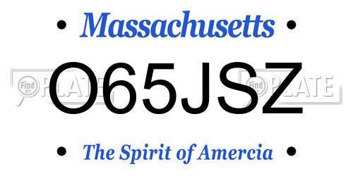 O65JSZ Massachusetts License Plate