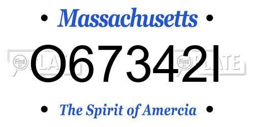 O67342I Massachusetts License Plate