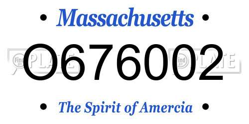 O676002 Massachusetts License Plate