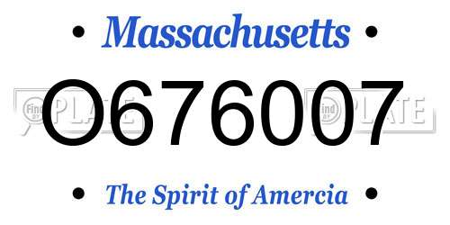 O676007 Massachusetts License Plate