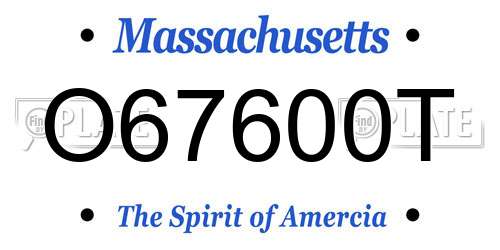 O67600T Massachusetts License Plate