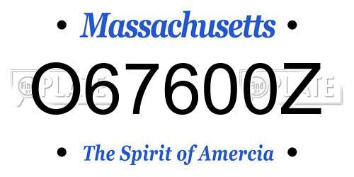 O67600Z Massachusetts License Plate