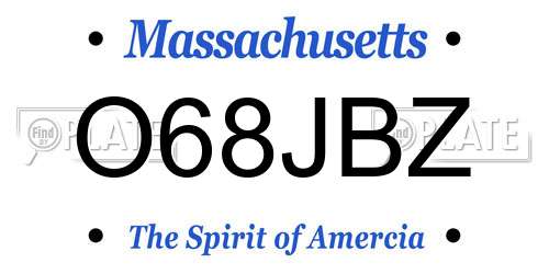 O68JBZ Massachusetts License Plate