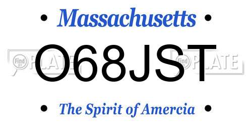 O68JST Massachusetts License Plate