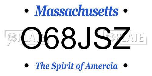 O68JSZ Massachusetts License Plate