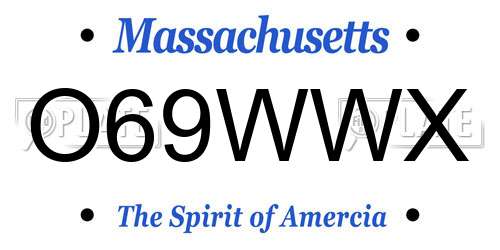O69WWX Massachusetts License Plate