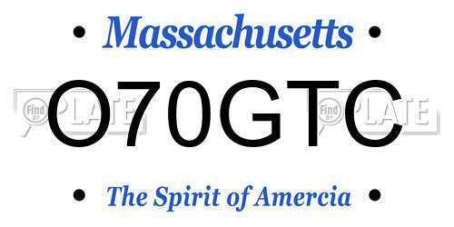 O70GTC Massachusetts License Plate