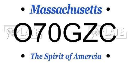 O70GZC Massachusetts License Plate