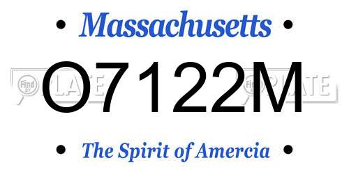 O7122M Massachusetts License Plate
