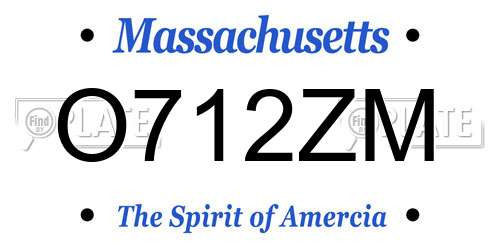 O712ZM Massachusetts License Plate
