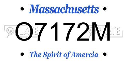 O7172M Massachusetts License Plate