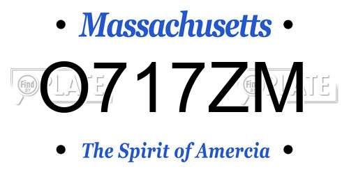 O717ZM Massachusetts License Plate