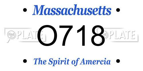 O718 Massachusetts License Plate
