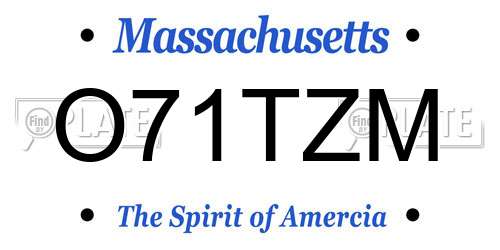 O71TZM Massachusetts License Plate