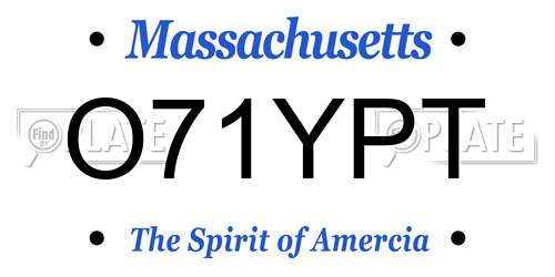 O71YPT Massachusetts License Plate