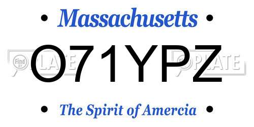 O71YPZ Massachusetts License Plate