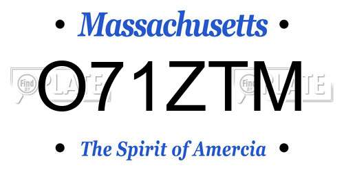 O71ZTM Massachusetts License Plate