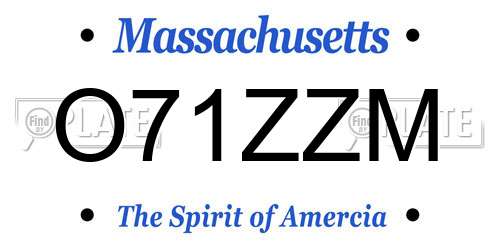O71ZZM Massachusetts License Plate