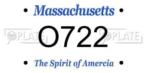 O722 Massachusetts License Plate
