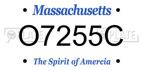 O7255C Massachusetts License Plate