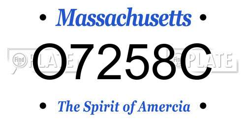 O7258C Massachusetts License Plate