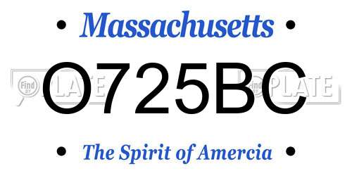O725BC Massachusetts License Plate