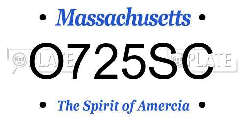 O725SC Massachusetts License Plate