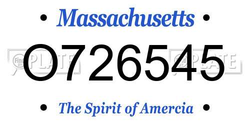 O726545 Massachusetts License Plate