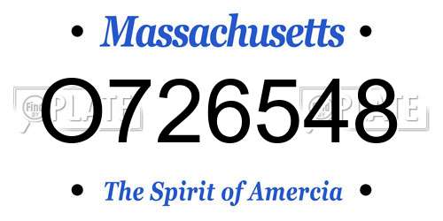 O726548 Massachusetts License Plate